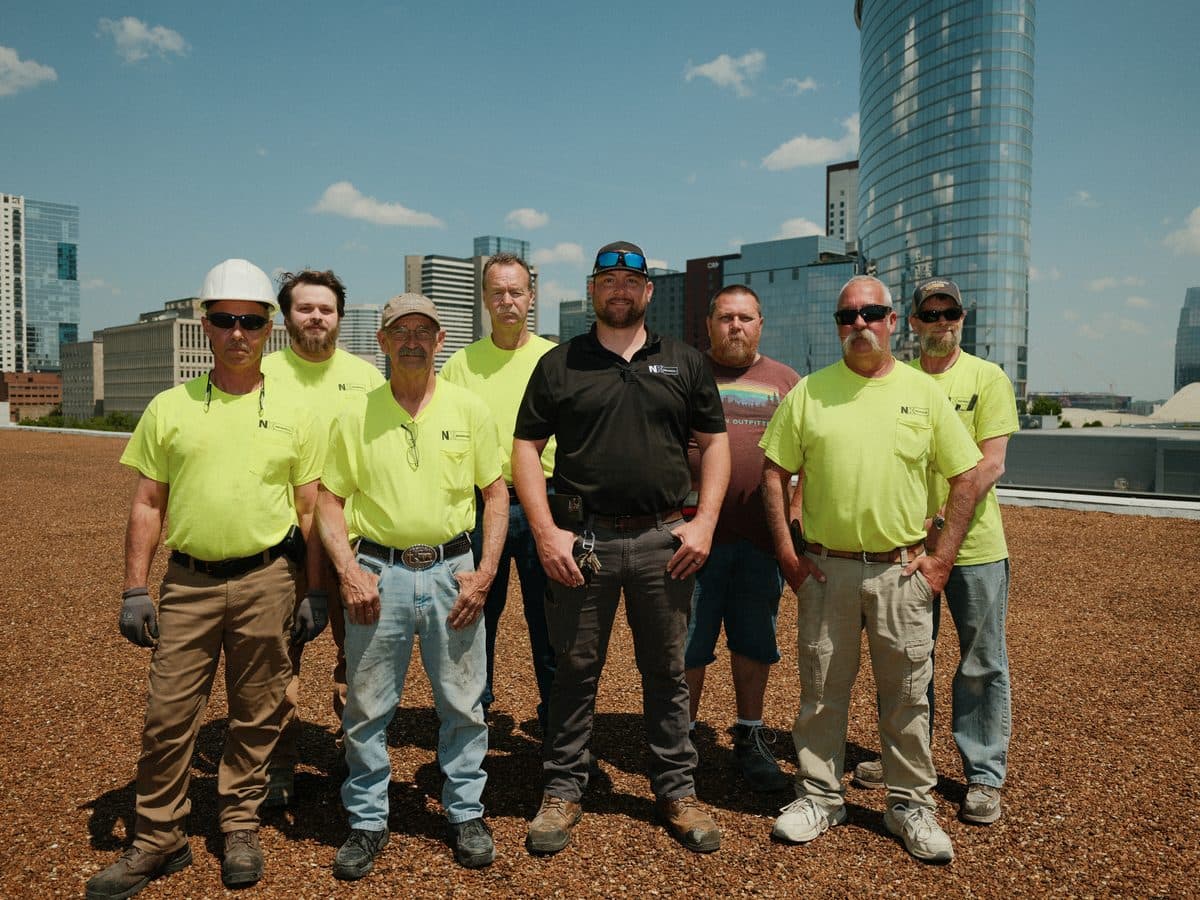 The NK Mechanical team on a commercial rooftop job site