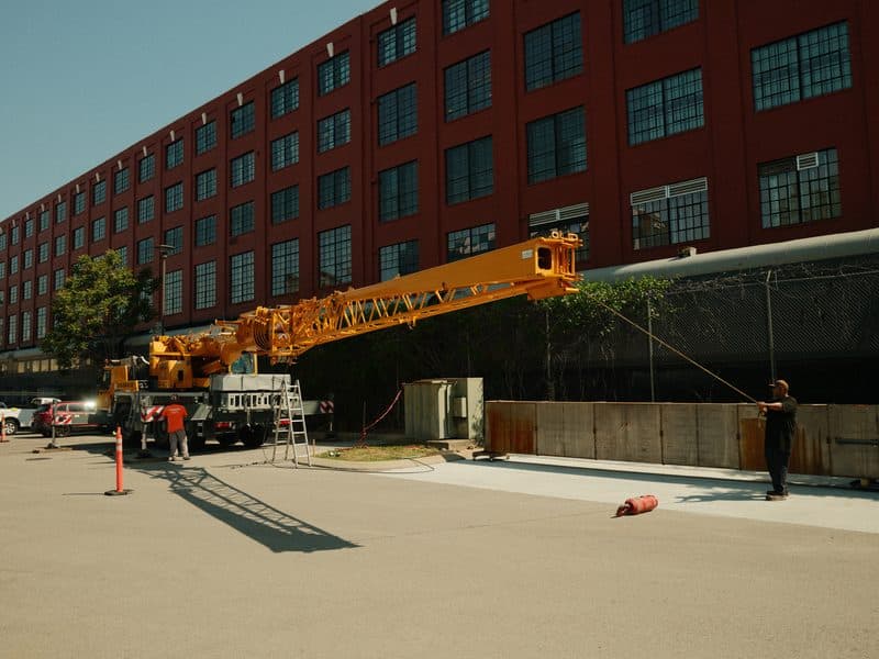 Crane setting rooftop mechanical equipment on a Nashville commercial building